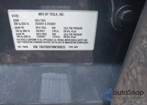 2022 Tesla Model Y Performance Dual Motor All-Wheel Drive from USA, damaged, VIN 7SAYGDEF9NF506523